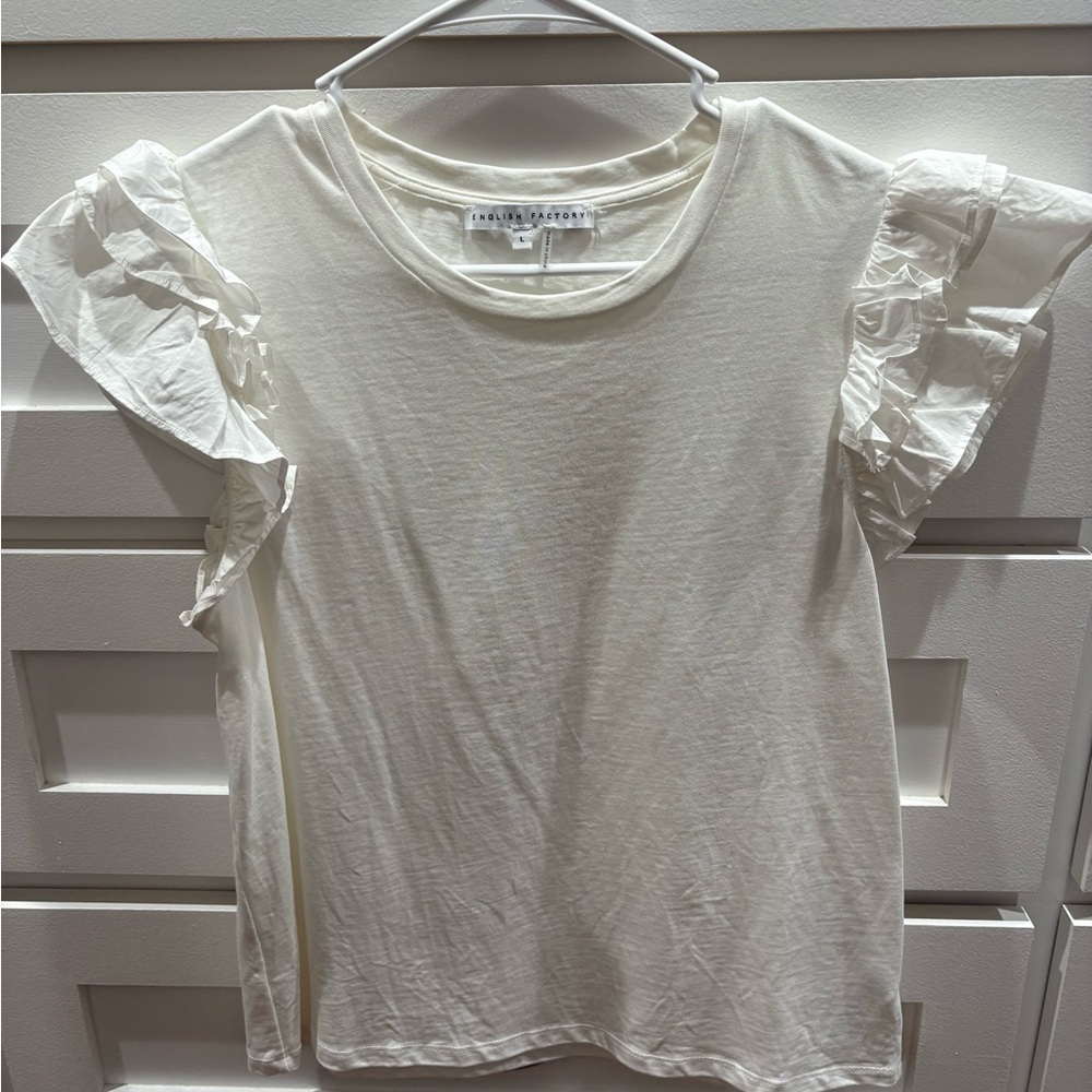 English Factory White Ruffle Sleeve Tee